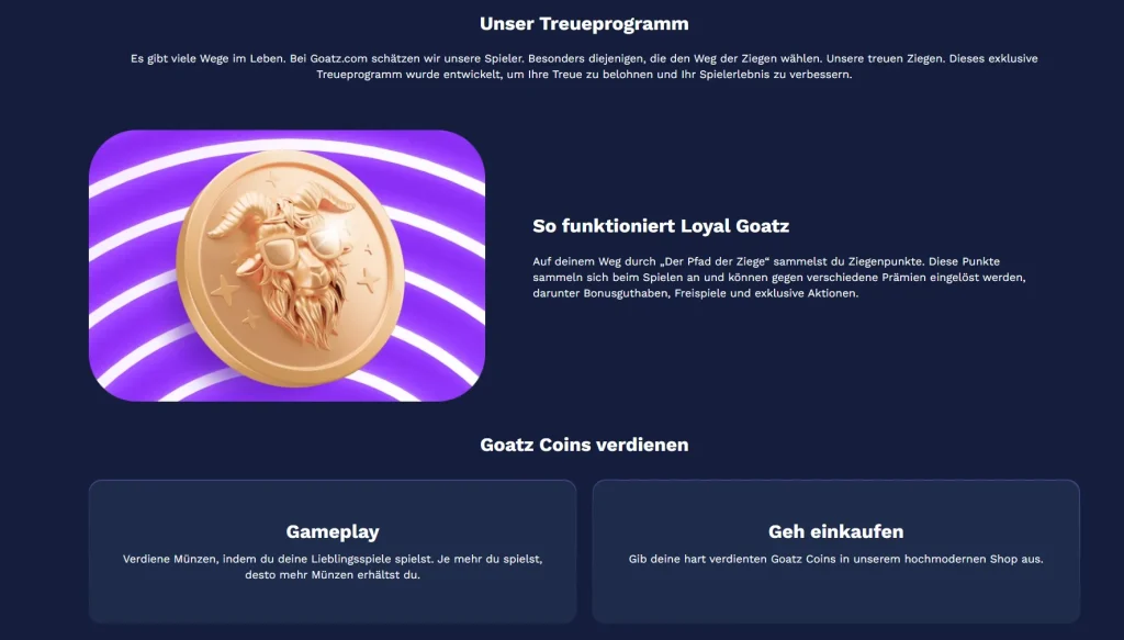 Goatz Casino Loyal Goatz VIP Programm Übersicht